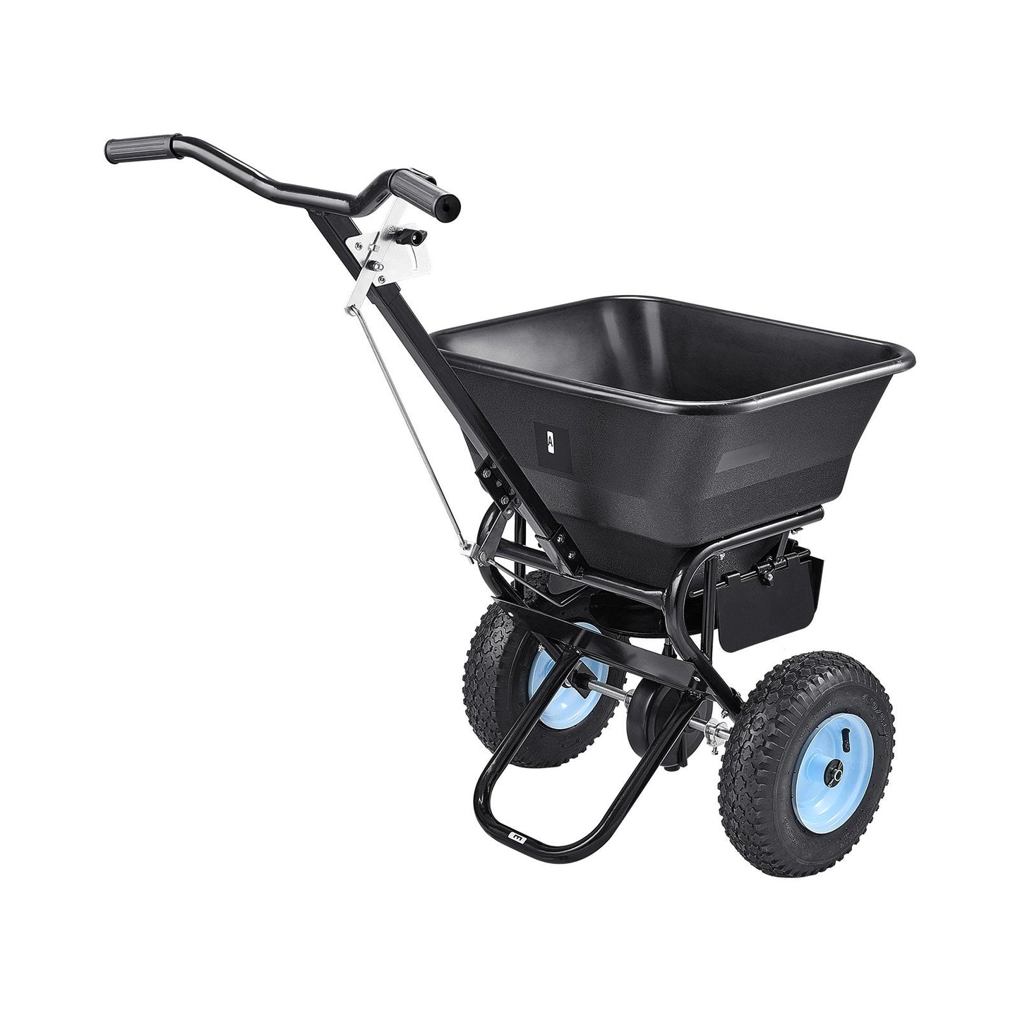 Lawn Spreader, 100LBS Capacity, Walk-Behind Push Spreader, 0-9.8ft Spreading Width, 13 in All Terrain Pneumatic Tires, Fertilizer Spreaders with Hopper Grate, for Seed Salt Ice Melt