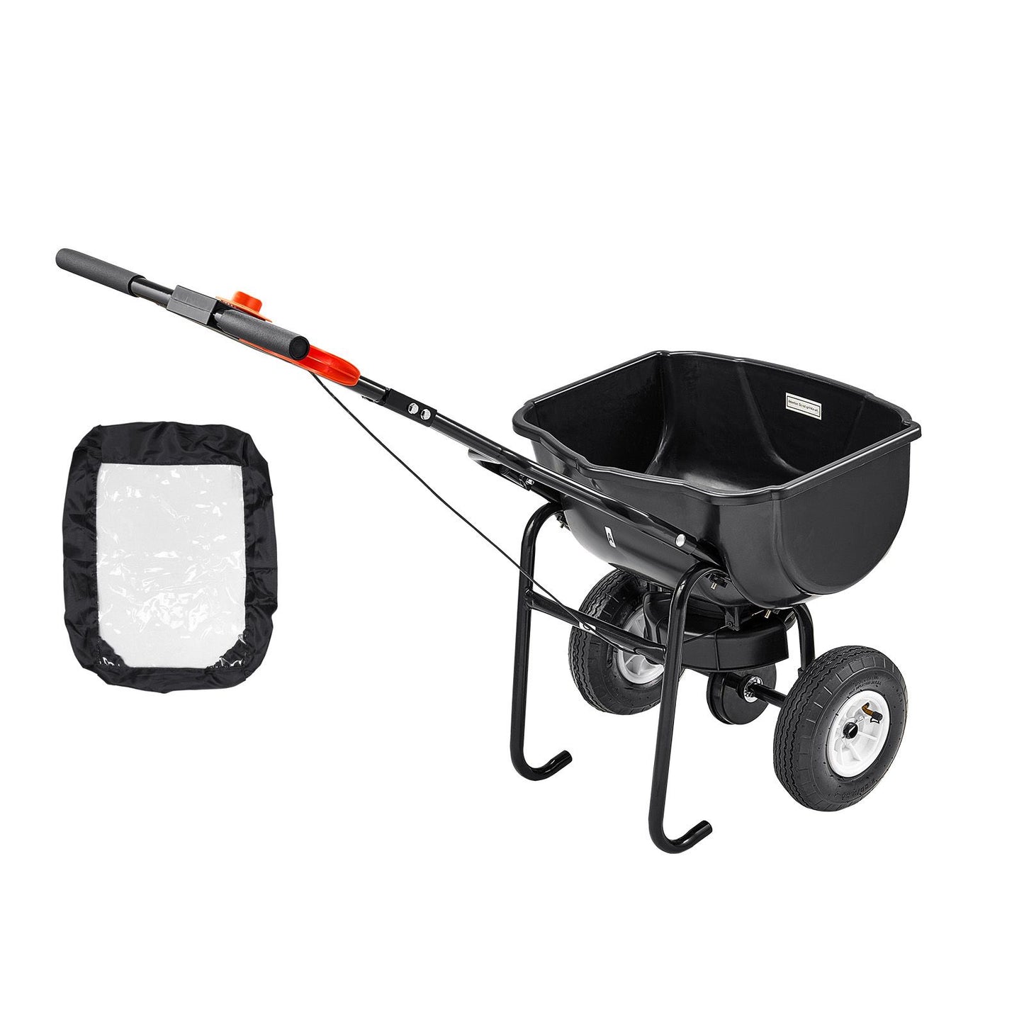Walk Behind Spreader, 60LBS Capacity, Push Spreader with Hopper Grate, 0-9.8 ft Spreading Width, 8 in All Terrain Pneumatic Tires, Garden & Lawn Broadcast Spreaders, for Seed, Fertilizer