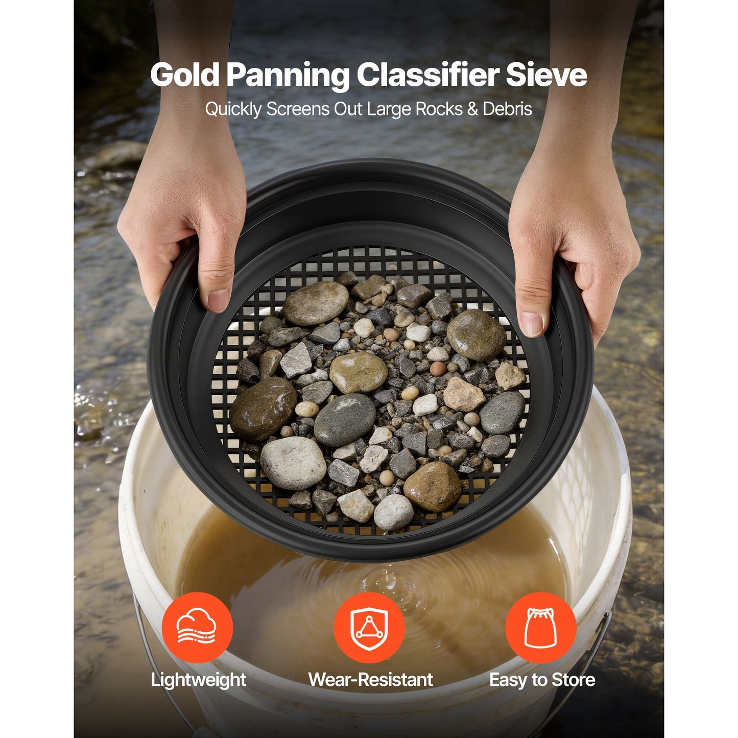 Gold Panning Kit, 254 mm and 355 mm Pans, 19 PCS Portable Prospecting Equipment Kit with Classifier Sieves, Sand Magnet, Rock Pick, Scoops, Backpack, and Accessories, for Outdoor Gold Recovery