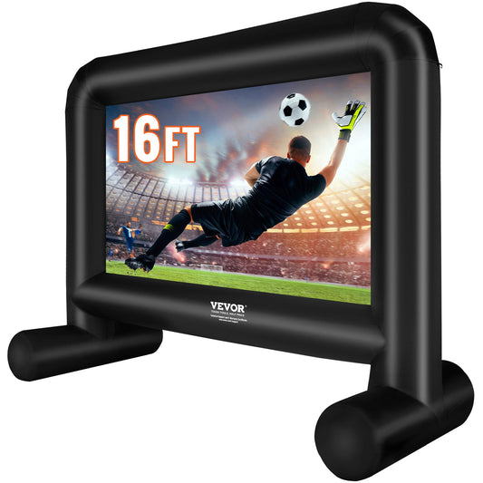 VEVOR Inflatable Movie Screen, 16 FT Inflatable Projector Screen for Outside with Blower and Carrying Bag, Front/Rear Projection, Oxford Fabric Blow Up Screen for Outdoor Parties Backyard Movie Night