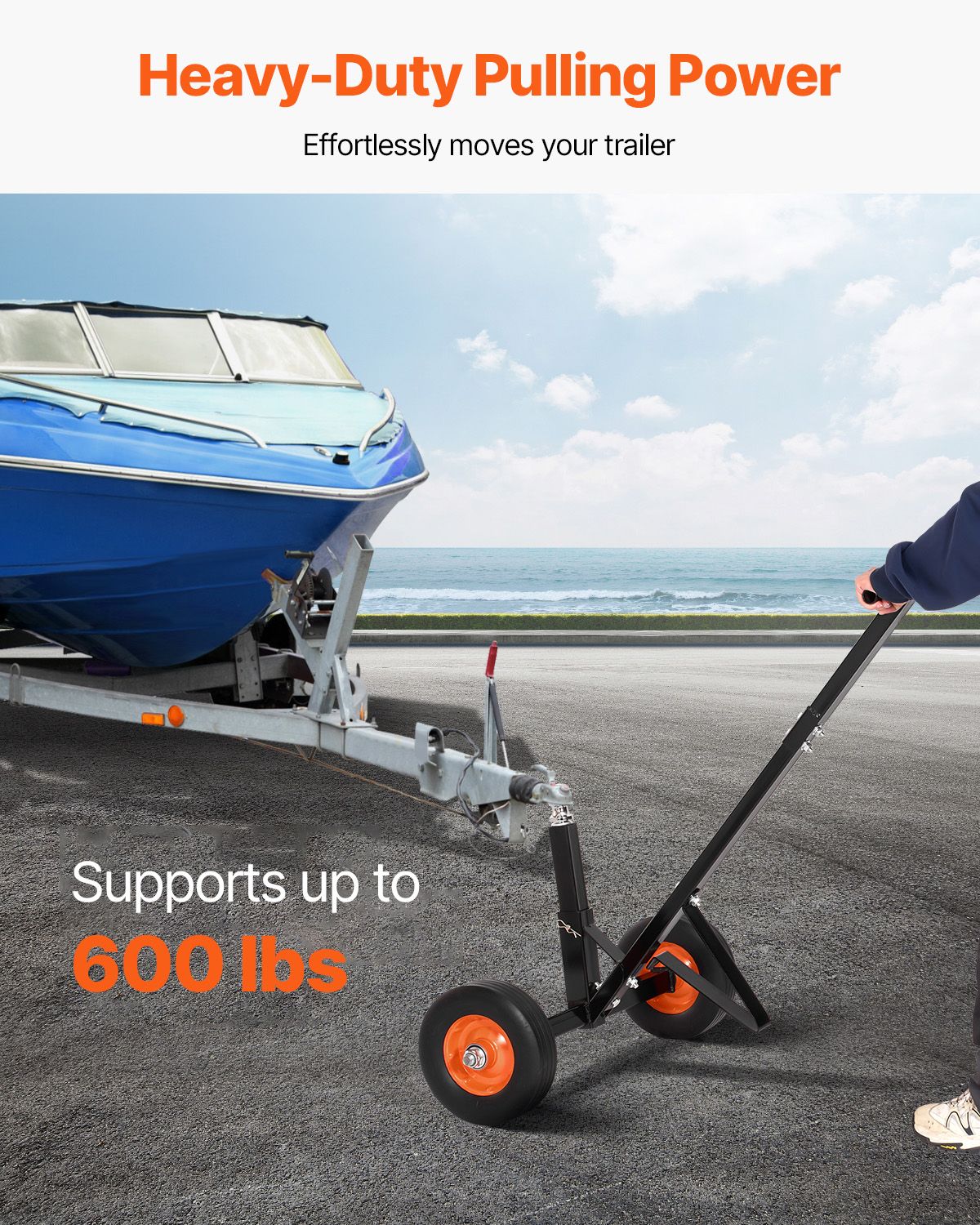 Trailer Dolly, 600lbs Tongue Weight Capacity, Carbon Steel Trailer Mover with 1-7/8 in Hitch Ball and 10 in Solid Tires, Portable Tow Dolly for Moving Car RV Boat Trailer