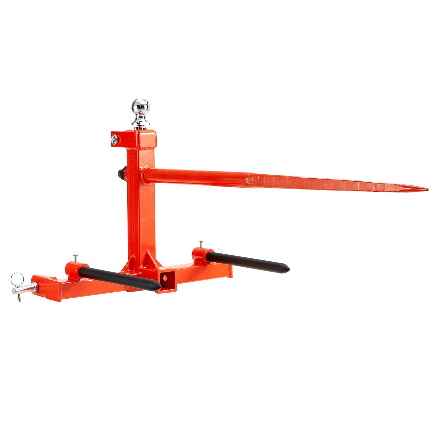 VEVOR 49" Hay Spear, Bale Spears 726kg Loading Capacity, Three-Point Hitch Tractor Attachment with 2pcs 17.5" Stabilizer Spears, Quick Attach Spike Forks