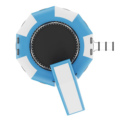 VEVOR Inflatable Water Bouncer, 10ft Recreational Water Trampoline, Portable Bounce Swim Platform with Slide, 3-Step Ladder & Electric Air Pump, Kid Adult Floating Rebounder for Pool Lake Water Sports