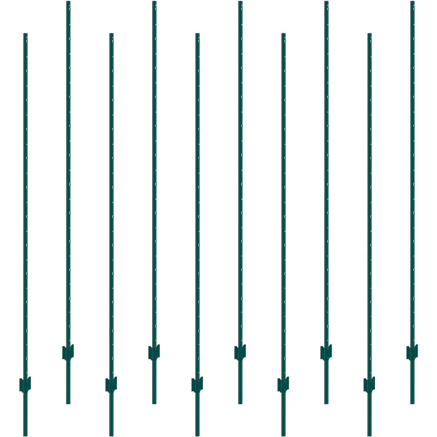 VEVOR 7 Feet Fence Post, 10 Pack U-Channel Heavy Duty Metal Fence Posts, Sturdy Steel Fence Stakes for Garden Yard, Lawn, Farms and Outdoor Wire Fencing, Green