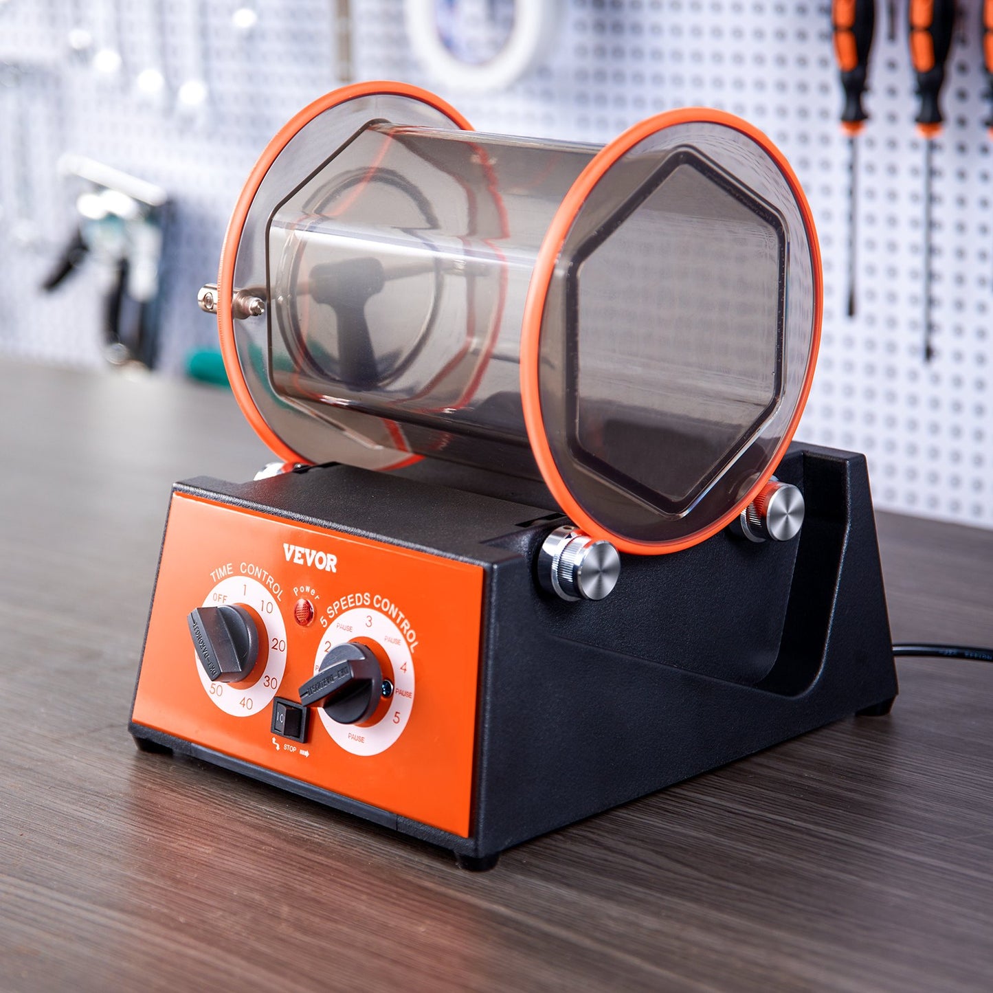 VEVOR Jewelry Polisher Tumbler, 11lbs/5kg Capacity Mini Rotary Tumbler Machine with 0-60 Minutes Timer, 5 Speeds Jewelry Rotary Finisher for Surface Polishing Grinding Buffing Gemstones Jewels Coins