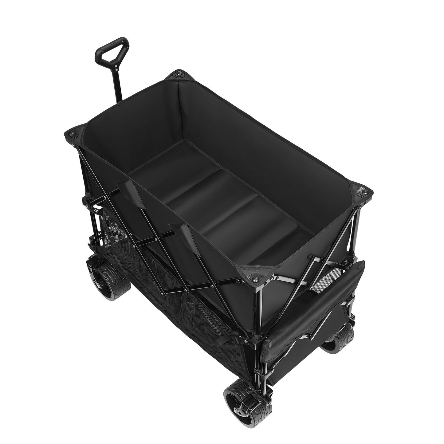Foldable Double Decker Wagon, 400L Collapsible Wagon Cart with All-Terrain Wheels, Heavy Duty Folding Wagon Cart 350-450 lb Weight Capacity for Camping, Shopping, Garden, 52" Extra Long Extender