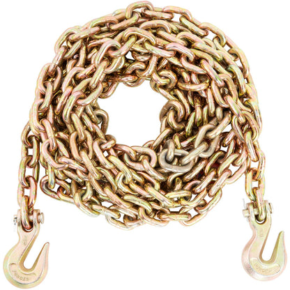 VEVOR Transport Binder Chain, 220 kg Working Load Limit, 3/8'' x 20' G80 Tow Chain Tie Down with Grab Hooks, DOT Certified, Galvanized Coating Manganese Steel for Dock Factory Construction Site