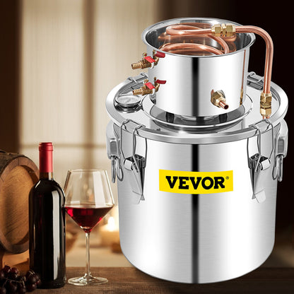 VEVOR 50L Water Alcohol Distiller Copper Moonshinestill Brewing w/ Water Pump