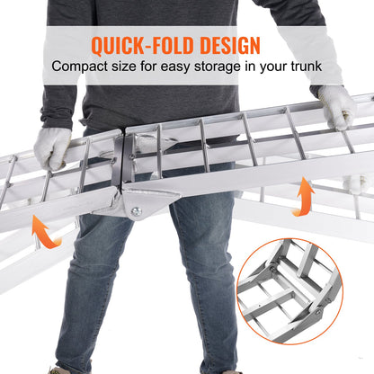 VEVOR Aluminum Ramp 750 LBS Foldable Loading Ramps for Pickup Trucks Bed 1 Piece