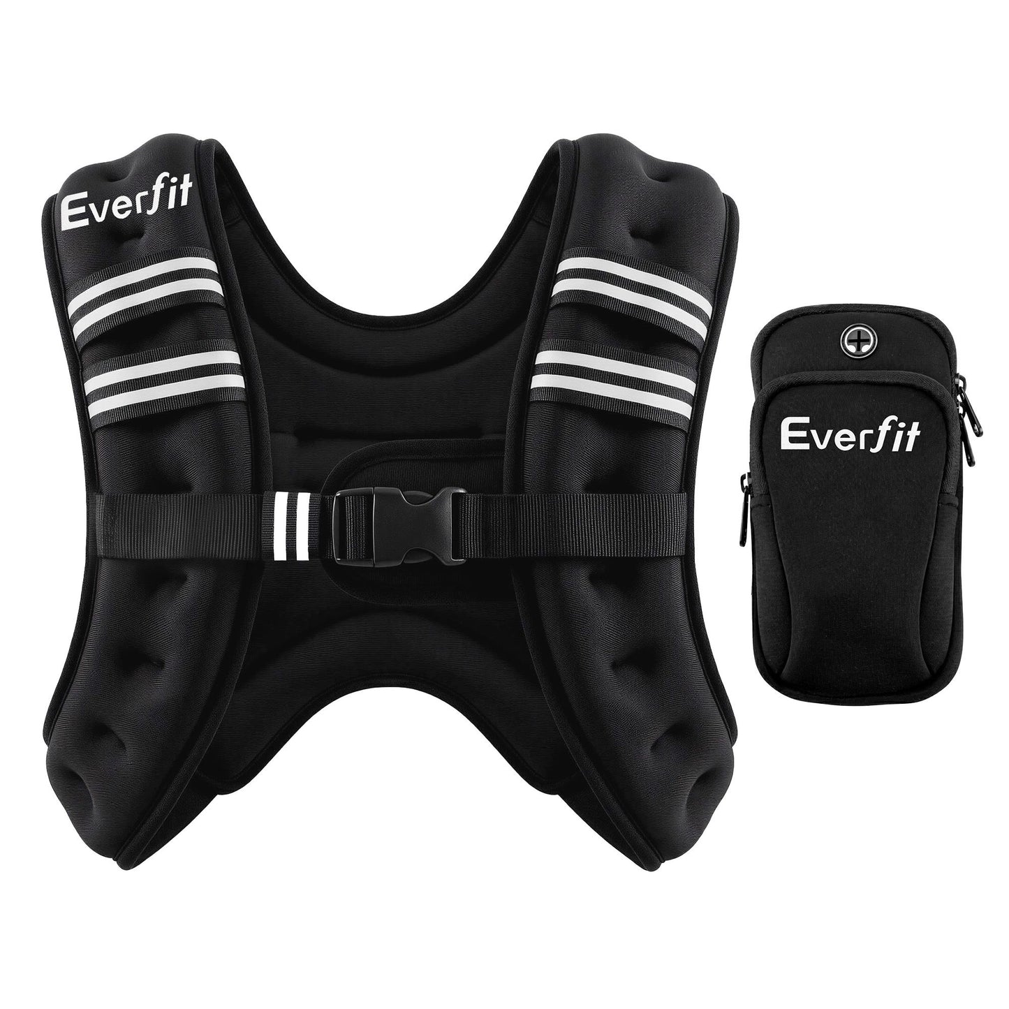 Everfit 3kg Weighted Vest Men Women, Reflective Running Vest with Armband Pouch
