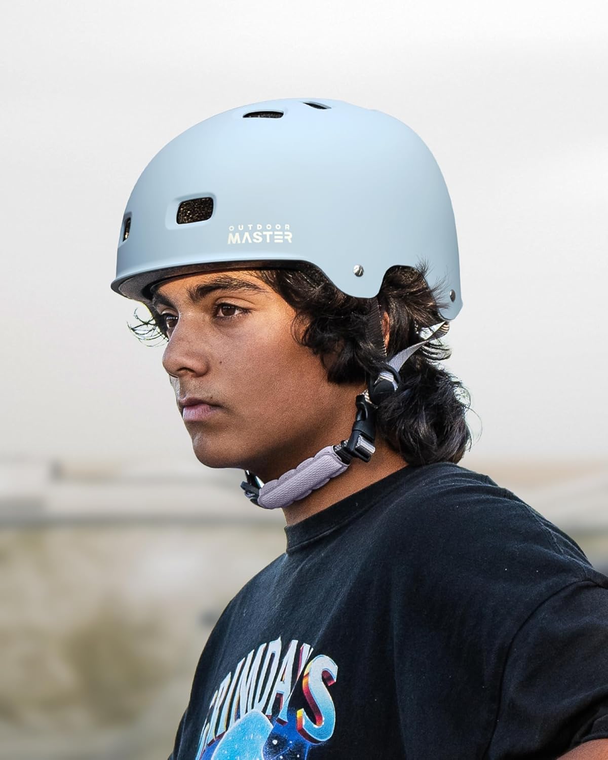 OutdoorMaster Skateboard Bike Helmet for Adults &Youth - Multi-Sport Certified Impact Resistant with 2 Removable Liners & Ventilation for Scooter, Skating-Matte Crystal Blue-Small