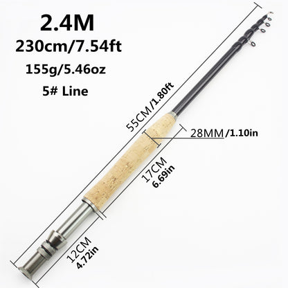 Carbon Light Neutral Wood Handle Fly Fishing Rod