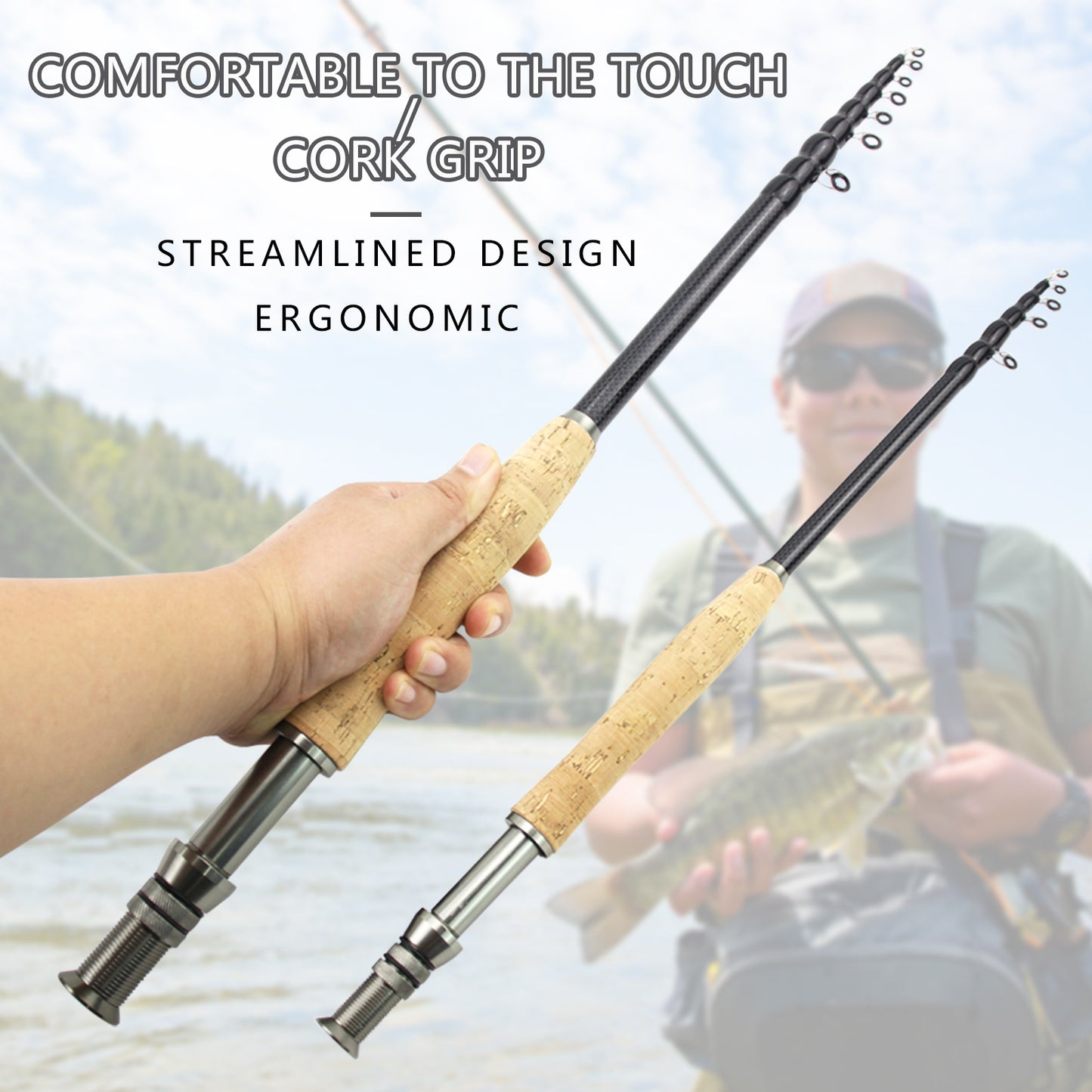 Carbon Light Neutral Wood Handle Fly Fishing Rod