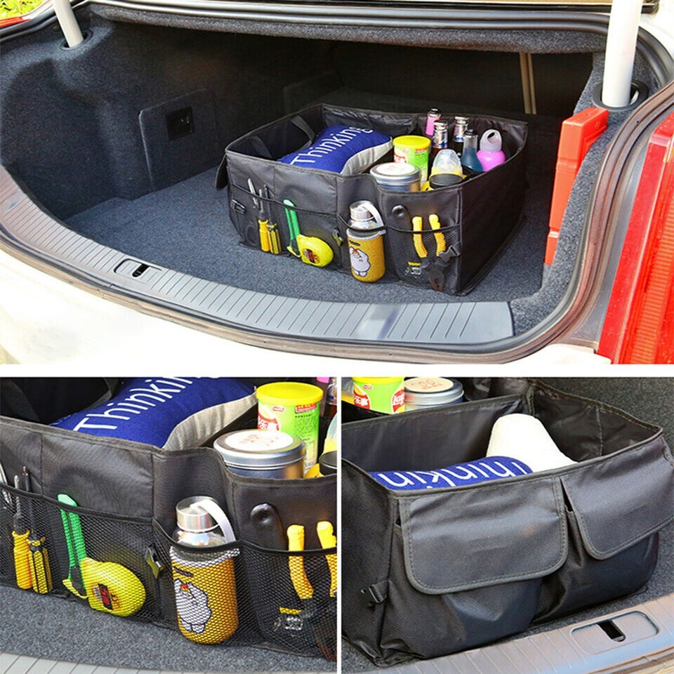 50L Car Boot Organiser Partition Collapsible Storage Box Trunk Bag Tool Storage