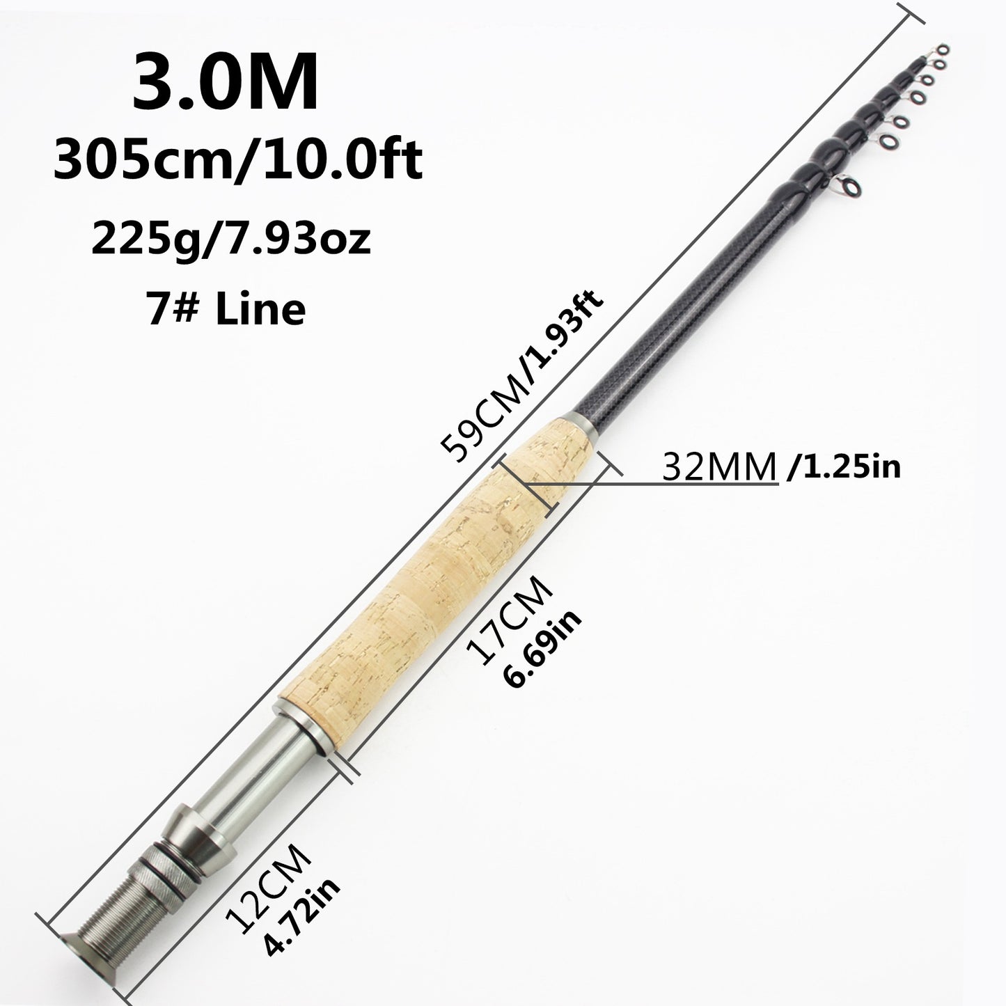 Carbon Light Neutral Wood Handle Fly Fishing Rod