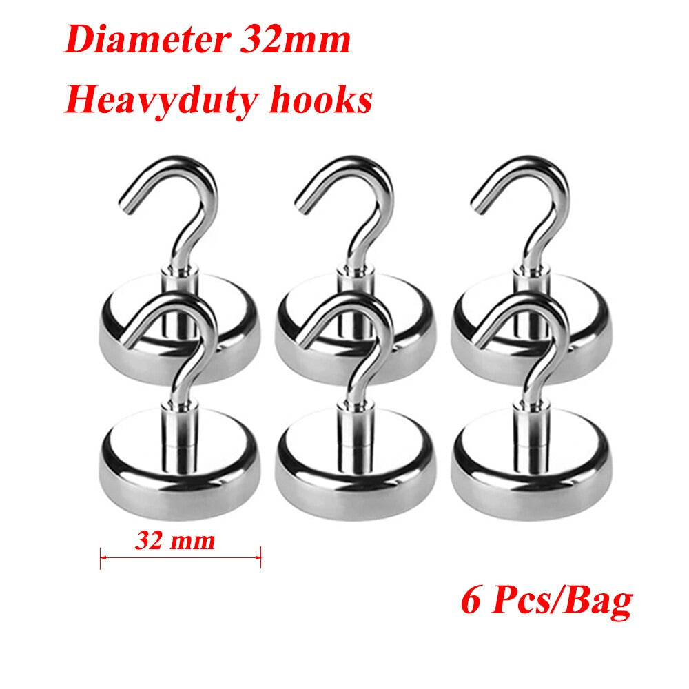 6x  32mm Magnetic Hooks Strong Refrigerator Hanger Holder Rare Earth Magnet