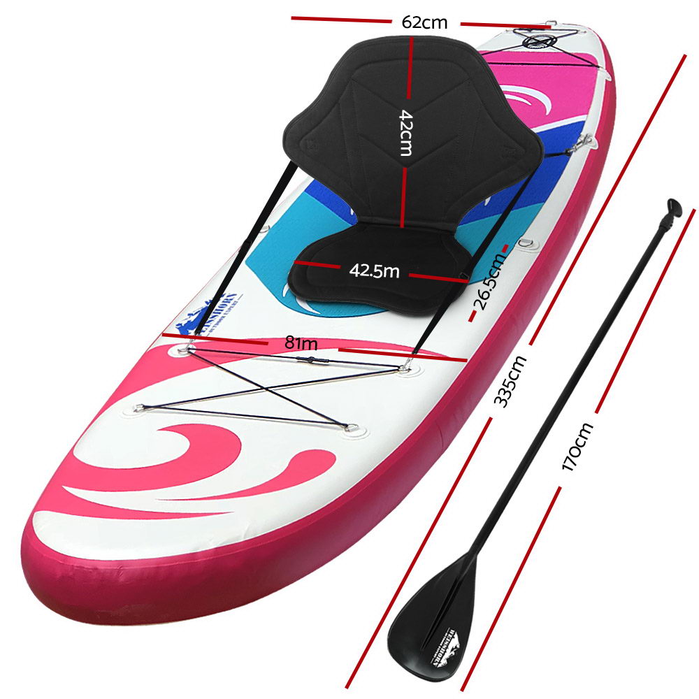 Weisshorn Stand Up Paddle Board 11ft Inflatable SUP Surfboard Paddleboard Kayak Surf Pink