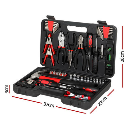 Giantz 70pcs Tool Kit Set Box Household Toolbox Repair Hard Case Black. -tools