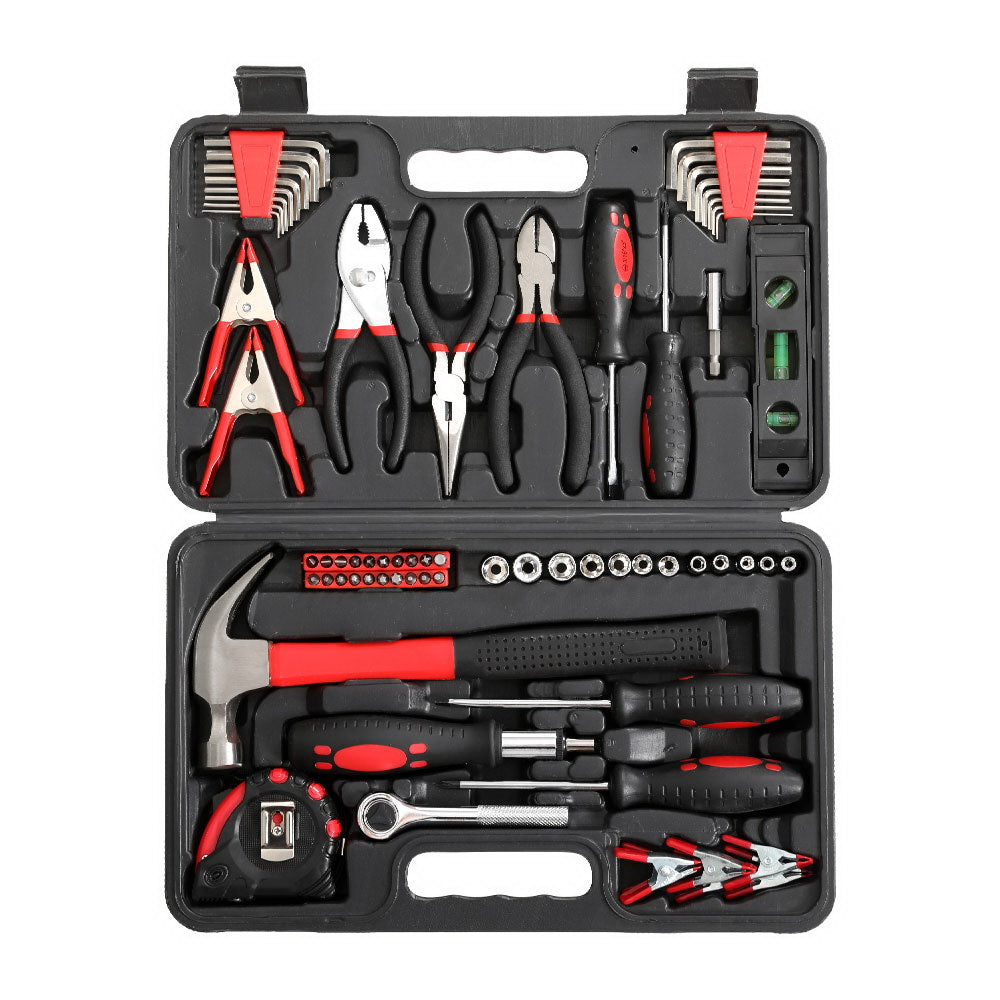 Giantz 70pcs Tool Kit Set Box Household Toolbox Repair Hard Case Black. -tools