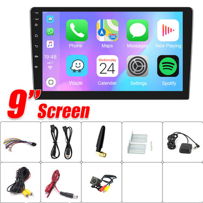 9" Car Radio 2 DIN GPS FM RDS WIFI w/ Rear Camera For Android Auto IOS CarPlay