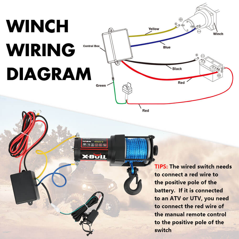 X-BULL 12V Electric Winch 3000LB ATV Winch Boat Trailer Winch Synthetic Rope