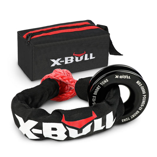 X-BULL Recovery Ring Soft Shackle Kit Snatch Block Pulley Rope Snatch Ring 4WD 4x4 camping