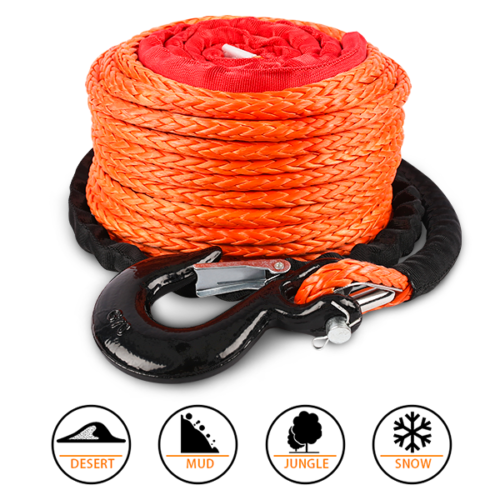 ZESUPER Winch Rope 9.5MM X 30M Dyneema SK75 Hook Synthetic Car 4WD 4x4 Tow Recovery Cable Hook