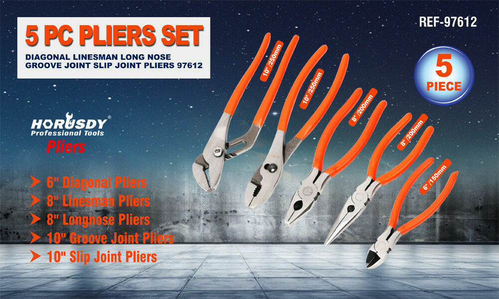 5Pc Pliers Set Diagonal Linesman Long Nose Groove Joint Slip Joint Pliers -tools