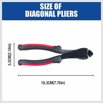 7" Flush Side Cutter Diagonal Cut Pliers Plastic Nippers Cutting Insulated -Tools